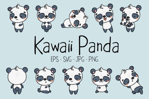 Charming Kawaii Panda Illustrations for Creative Projects