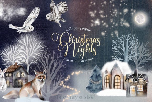 Craft Enchanting Winter Scenes with Christmas Nights Illustrations PNG