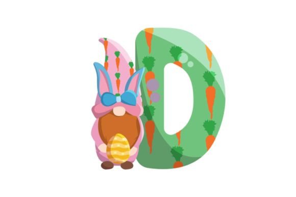 Cute Easter Egg Alphabet D Illustrations: A Festive Design Asset