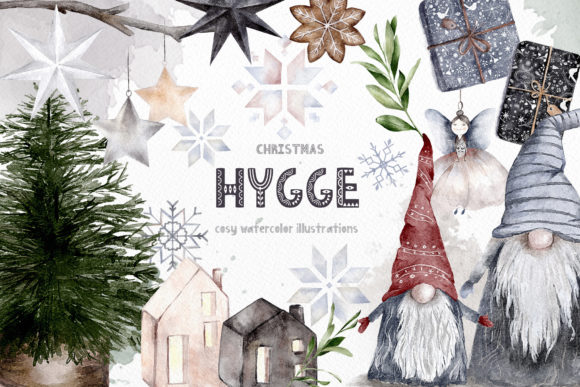 Embrace the Glow: Hygge Christmas Watercolor Illustrations