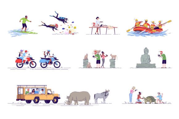 Indonesia Tourism Flat Illustrations: A Creative Asset Set