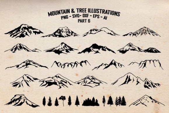 Mountains and Trees Illustrations Vector: Your Go-To Nature Design Asset