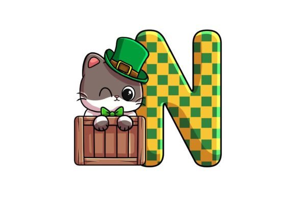 St Patrick Cat Alphabet N Illustrations: A Playful Design Asset