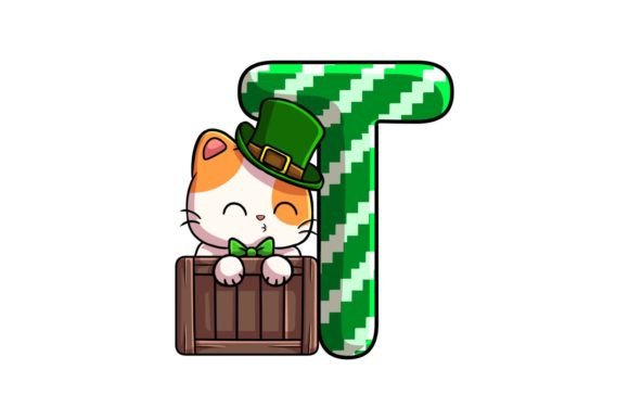 St Patrick Cat Alphabet T Illustrations: A Playful Creative Font