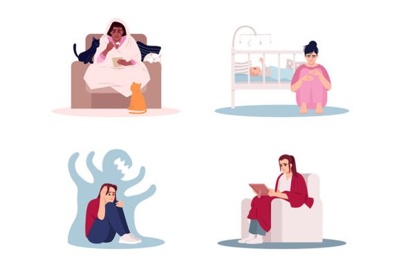 Stressed Women Svg Vector Illustrations: A Visual Toolkit for Sensitive Topics