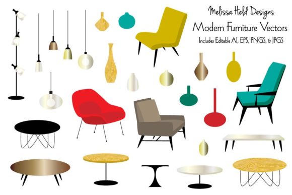 Timeless Style: Modern Furniture Vector Illustrations