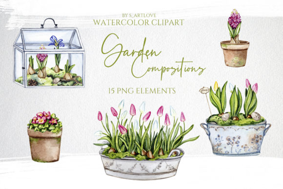 Watercolor Spring Flowers Illustrations for Designers